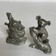 Lot (2) Radcliffe Pewter Miniature 1980 Koala Bears Miniatures Australia RARE