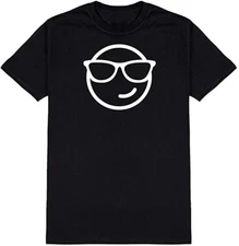Unisex Black Half Sleeves Cotton Sunglasses Smile Face Emoticon Graphic T Shirt