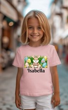 Personalized Easter Bunny  Egg Cotton T-Shirt For Toddlers - Short Sleeve Tee W