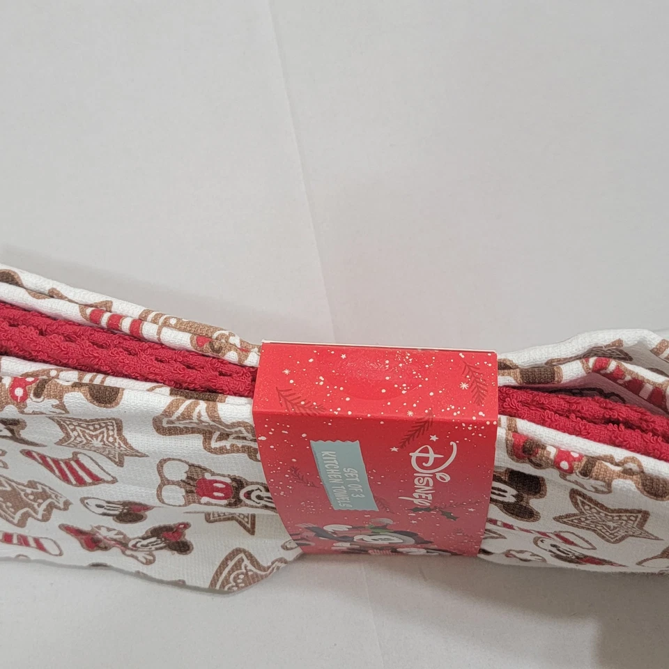 NUEVO 2025 Disney Mickey Minnie Juego de 3 Toallas de Cocina Vacaciones Navidad Galletas Foto 4 de 4