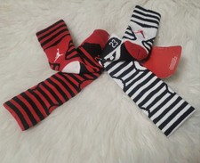 2 Pack Nike Air Jordan Jumpman Kids Boy's Striped Crew Socks. SZ 3Y-5Y