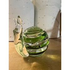 Artisan Blown Glass Snail Figurine Green Swirl Collectible Sculpture