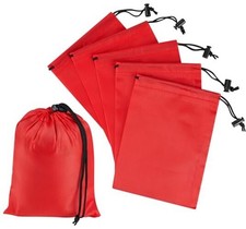 Drawstring Bag with Toggle - Nylon Cinch and Ditty Pouch Six 5 x 7 Inch Red