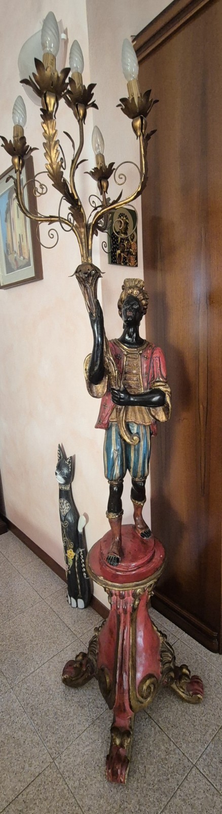 Lampada da terra stile barocco veneziano “MORO DI VENEZIA” anni 80 foto 3