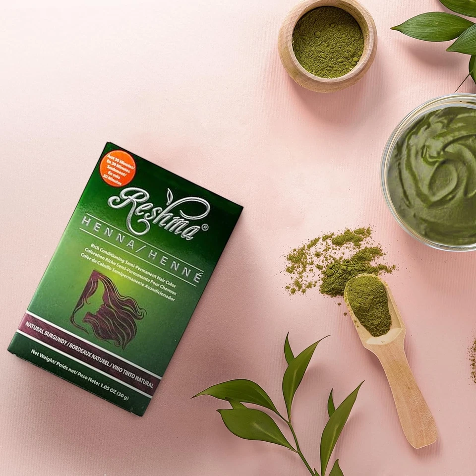 Color de cabello Reshma Beauty 30 minutos henna borgoña cobertura gris natural Foto 2 de 4