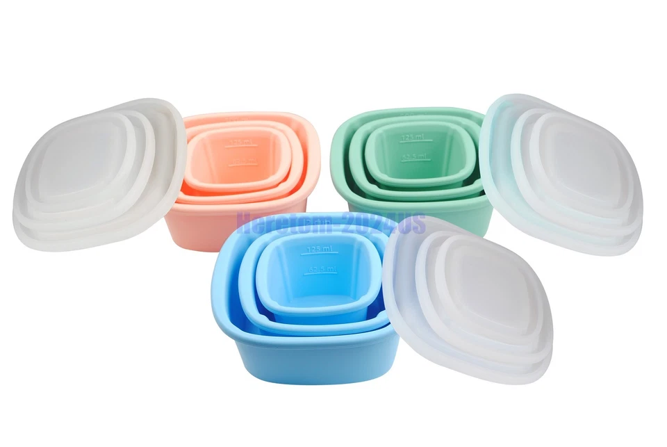 Nesting Silicone Food Storage Meal Prep Containers with Lids Reusable Bento Box - Image 3 of 4