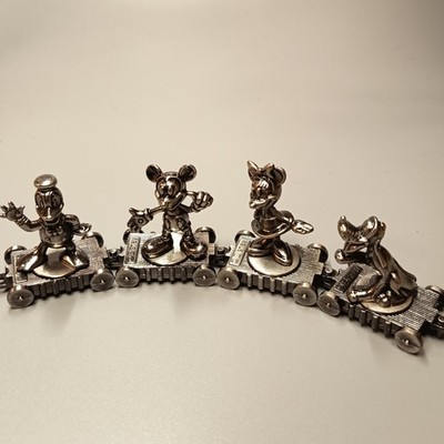 Disney DARK METAL DIECAST Train Lot of 4 Mini Figure Display MICKEY MINNIE Heavy