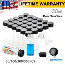 100/500PCS 30ml Glass Vials Small Vials Sample Vials w/Cap Lab vials Travel vial