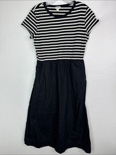 J Crew Factory Black White Striped Midi Dress Size Medium