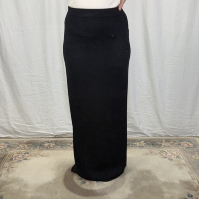 St John Evening Women s Black Wool Knit Column Maxi Skirt Size 12 Elegant Formal