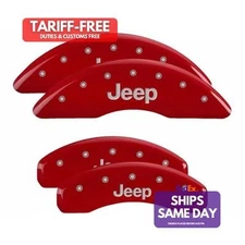 Mgp Caliper Cover 42023SJEPRD, Set of 4 Set Of 4 Caliper Covers Red Aluminum 