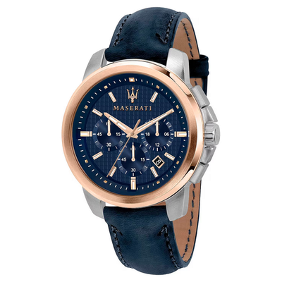 Maserati Successo Rose Gold Tone Blue Dial Chronograph R8871621015