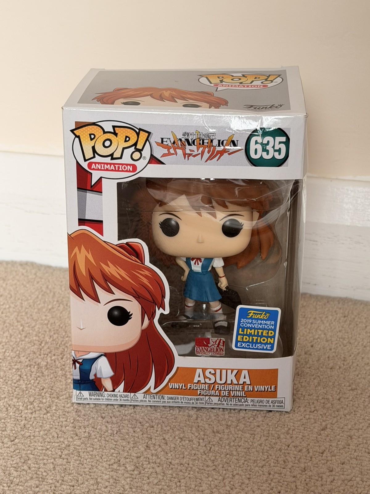Funko Pop Neon Genesis Evangelion Asuka (uniforme escolar) #635 2019 SDCC LE