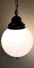 VTG Mid Century White Hobnail Milk Glass Swag Lamp Hanging Light 8.5” Works