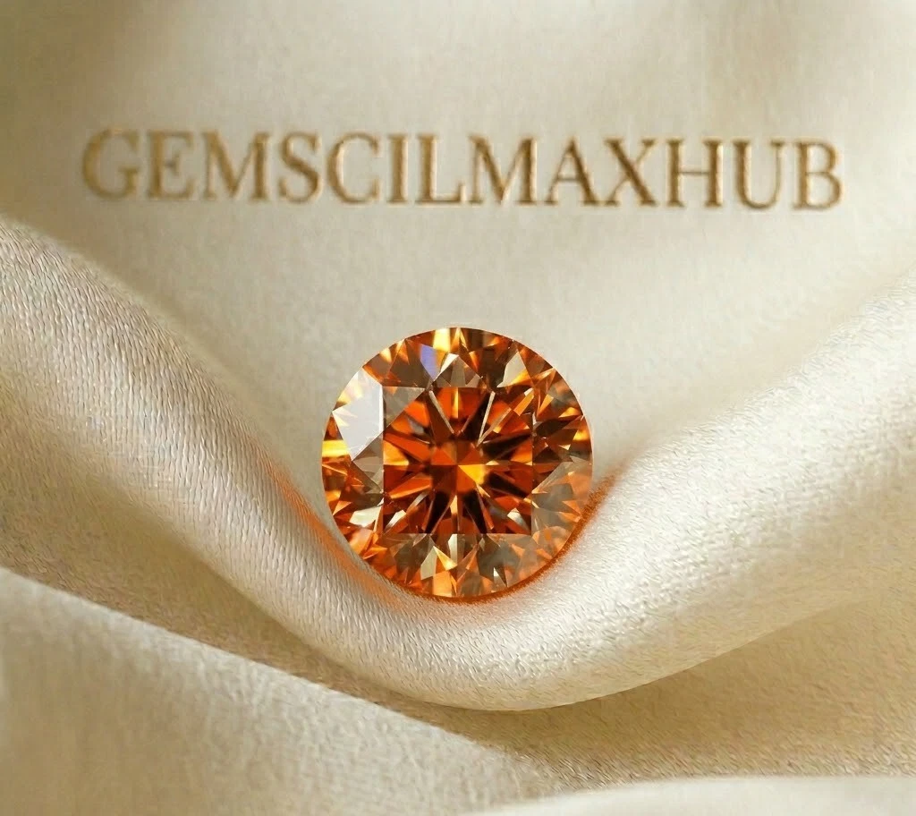 0.50 Ct Lab Grown Diamond Orange Color Round Cut