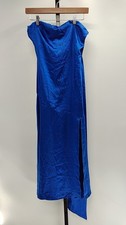Lulus Women Keeper of My Heart Royal Blue Satin One-Shoulder Maxi Dress M