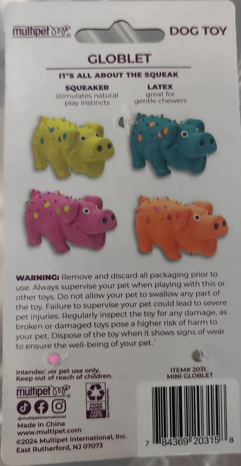 Multipet Globlet Pig Latex Mini Plush Grunt Squeak Interactive Toy for Dogs - Image 3 of 3