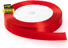 1/2" Wide Single Face Satin Ribbon Roll for Wedding, Sewing Projects, Gift Wrapp