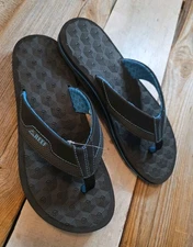 REEF The Ripper Mens Flip Flops Black Dk Gray Blue NWOT Size 9
