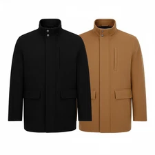 Nautica Heavyweight Wool Blend Coat Men's S-XXL Black Tan Colors Hidden Zip