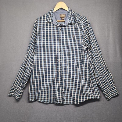 C.E. Schmidt Workwear Shirt Mens Large Blue Green Plaid Long Sleeve Button Down