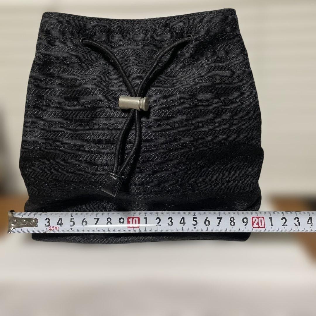 PRADA Black Drawstring Pouch Small Bag Leather To… - image 3