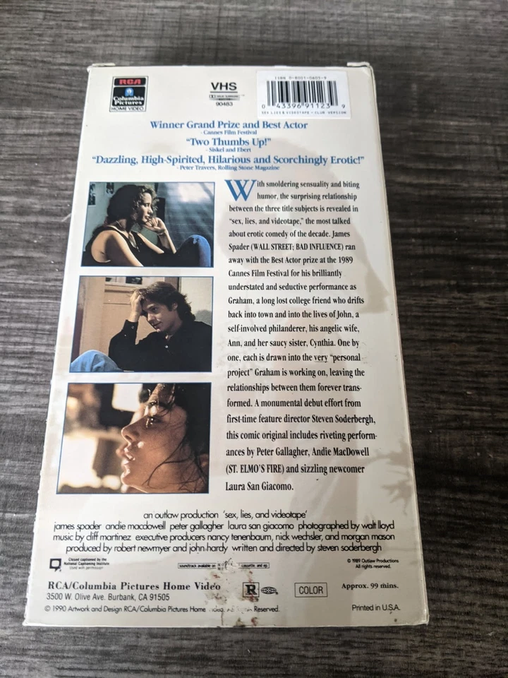 SEX, LIES,AND VIDEOTAPE VHS PREOWNED RATED R FREE USA SHIP - Image 2 of 2
