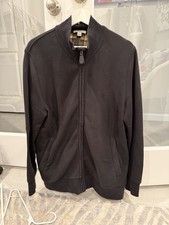 Burberry Brit Men Black Solid Stand Collar Full Zip Track Jacket Logo Sweater XL