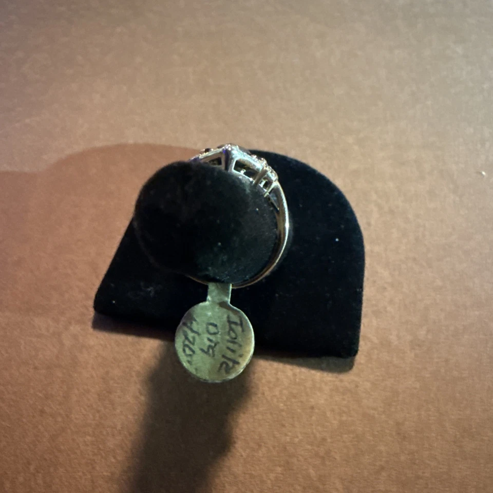 ANILLO ORO AMARILLO 14K IOLITA Y DIAMANTES TALLA 6,5 Foto 4 de 4