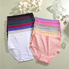 Cotton High Waist Panties Women's Plus Size Soft Breathable Comfort Briefs 6 Pcs