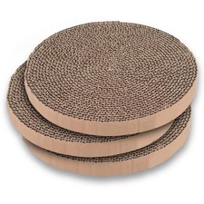Scratch and Spin Cat Scratcher Replacement Pads Recycled Cardboard 3 PCS