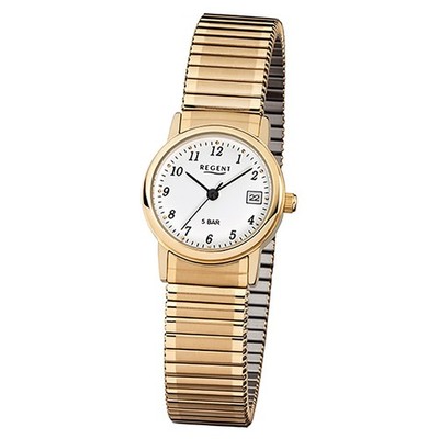 Regent Damen Herren-Armbanduhr gold Analog F-890 Stahl-Armband URF890