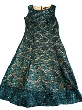 Luxology Ladies Dress Size Small Green Lace Party Cocktail Vintage