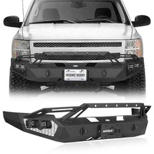 Textured Steel Front Bumper Bar Wwinch Plate For 2007-2013 Chevy Silverado 1500