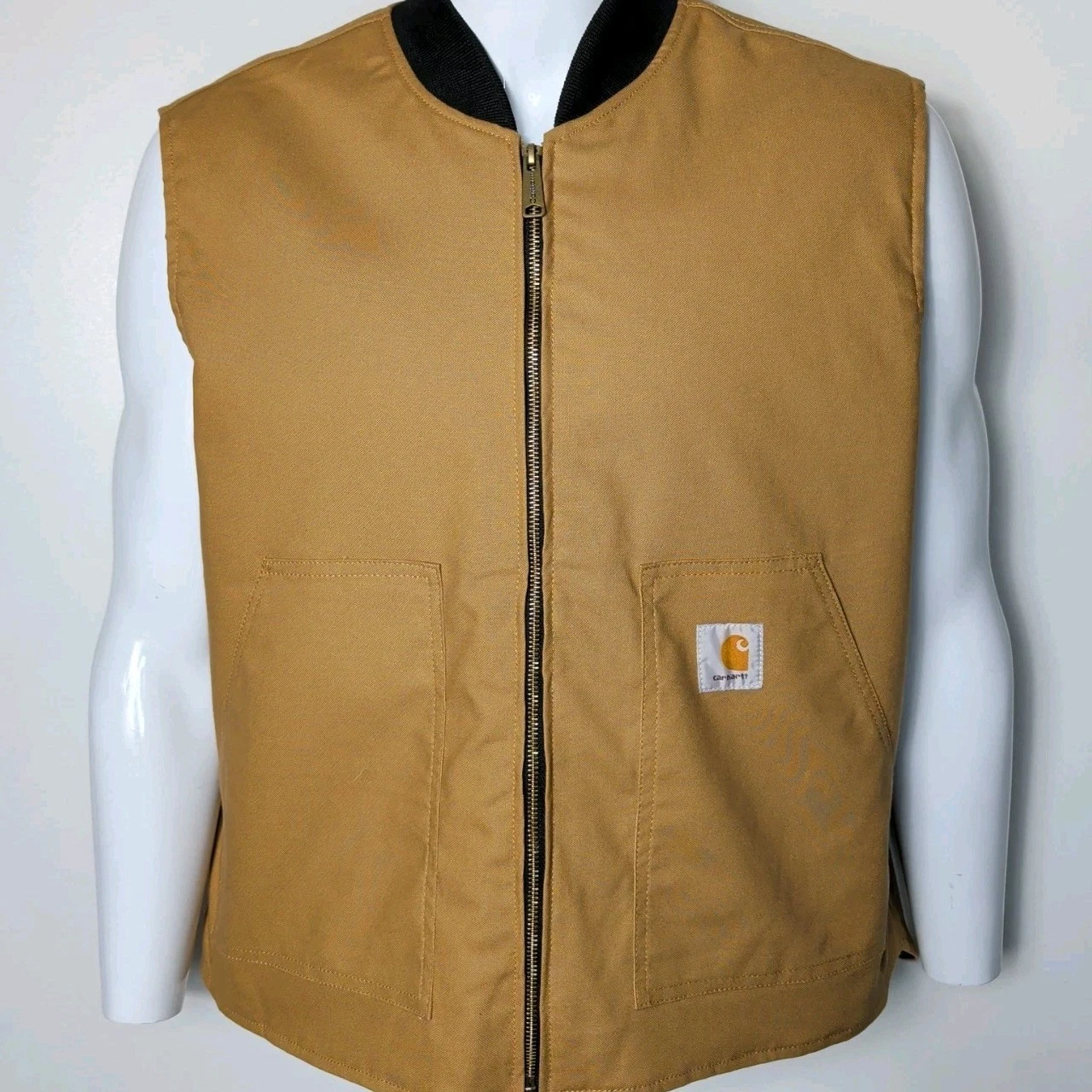 Carhartt EJ001 Duck Detroit Vest Men's L Tan Made in USA Workwear Canvas Gilet