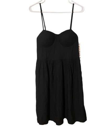 Rewash Molded Cup Dress Medium Black Adjustable Straps Smocked Back Babydoll - Picture 7 of 22