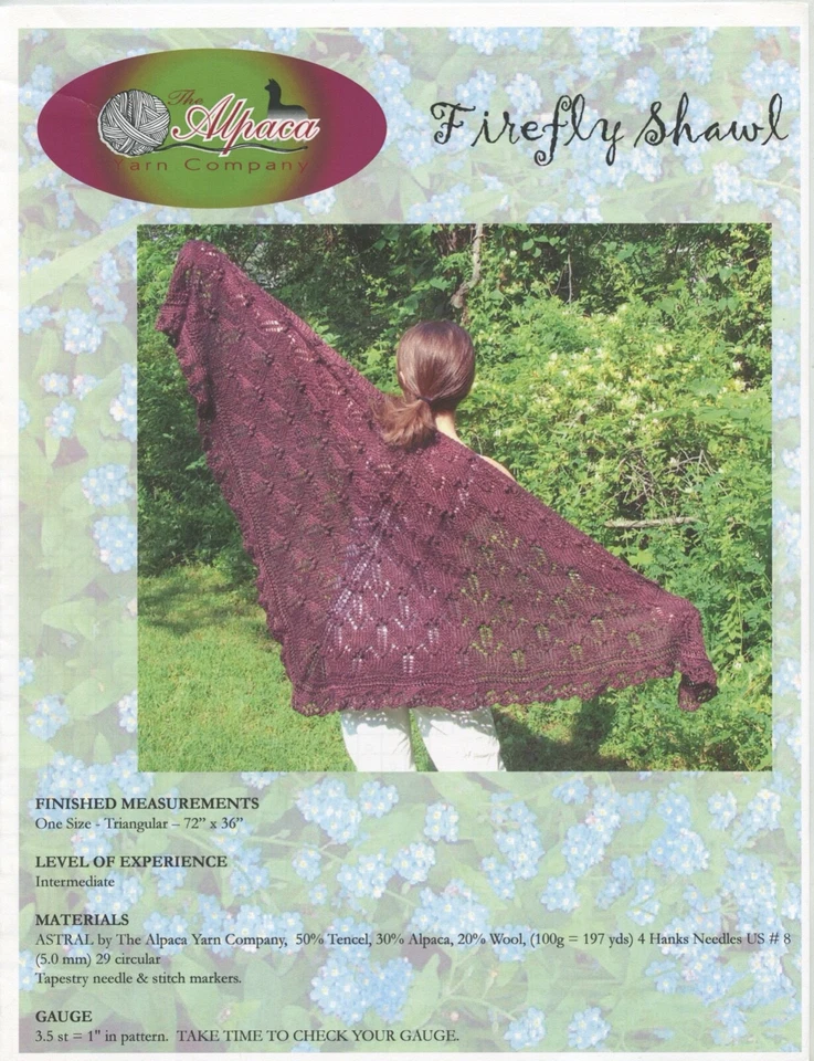 Firefly Shawl - Alpaca Yarn Company Knitting Pattern PT-123 - Pattern Only - Image 3 of 3