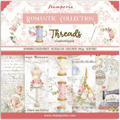 STAMPERIA-1 SET Scrapbooking Papier-doppelseitig-30,5 cm-Threads-Nähen-SBBL88