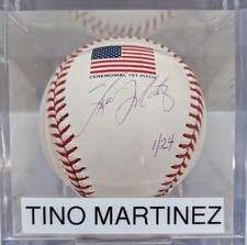 Tino Martinez Signed 2001 W.S. Flag Baseball L.E. COA