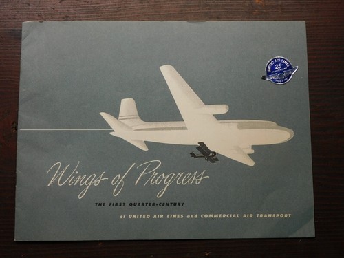 1951 UNITED AIRLINES 25th Anniversary WINGS OF PROGRESS - BOOK / BROCHURE - RARE - 第 1/8 張圖片