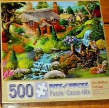 Jigsaw Puzzle 500 Pieces Stone Cottage Church Stream Butterflies Birds Complete