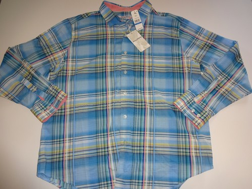 Mens NWT Tommy Bahama Island Zone Shirt XL Beach Hut Blue Palau Plaid Stretch
