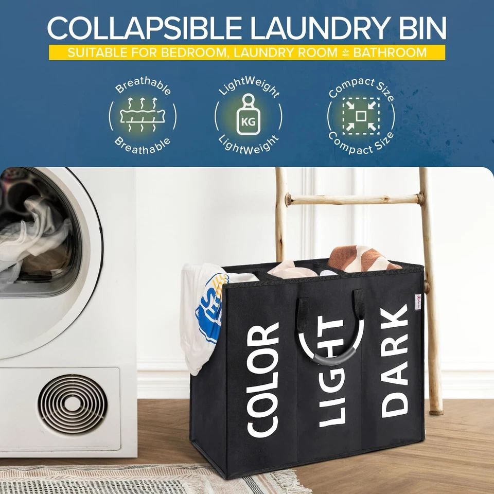 Laundry Basket Storage Bin Foldable Collapsible Dirty Washing Clothes Hamper UK - Image 3 of 4