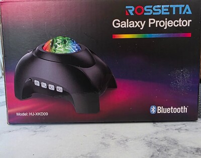 Rossetta Star Galaxy Projector Bedroom Bluetooth Speaker Night Light Black NEW