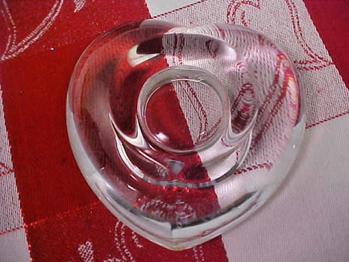 Candle Holder Clear Glass Heart Shape Tealight Candle Signed Orrefors Sweden - Picture 2 of 3