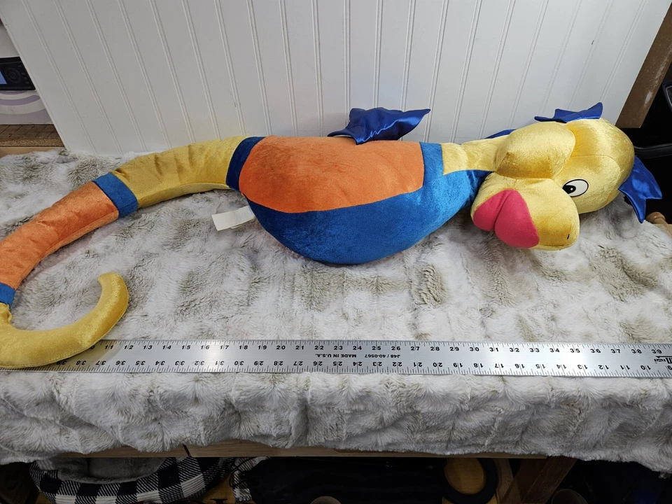 Juguete de peluche de caballito de mar gigante naranja azul amarillo grande vida marina 48" Foto 2 de 4