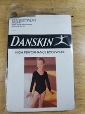 Vintage "1998" Danskin 9391 Child Medium Nylon Long Sleeve Leotard Black