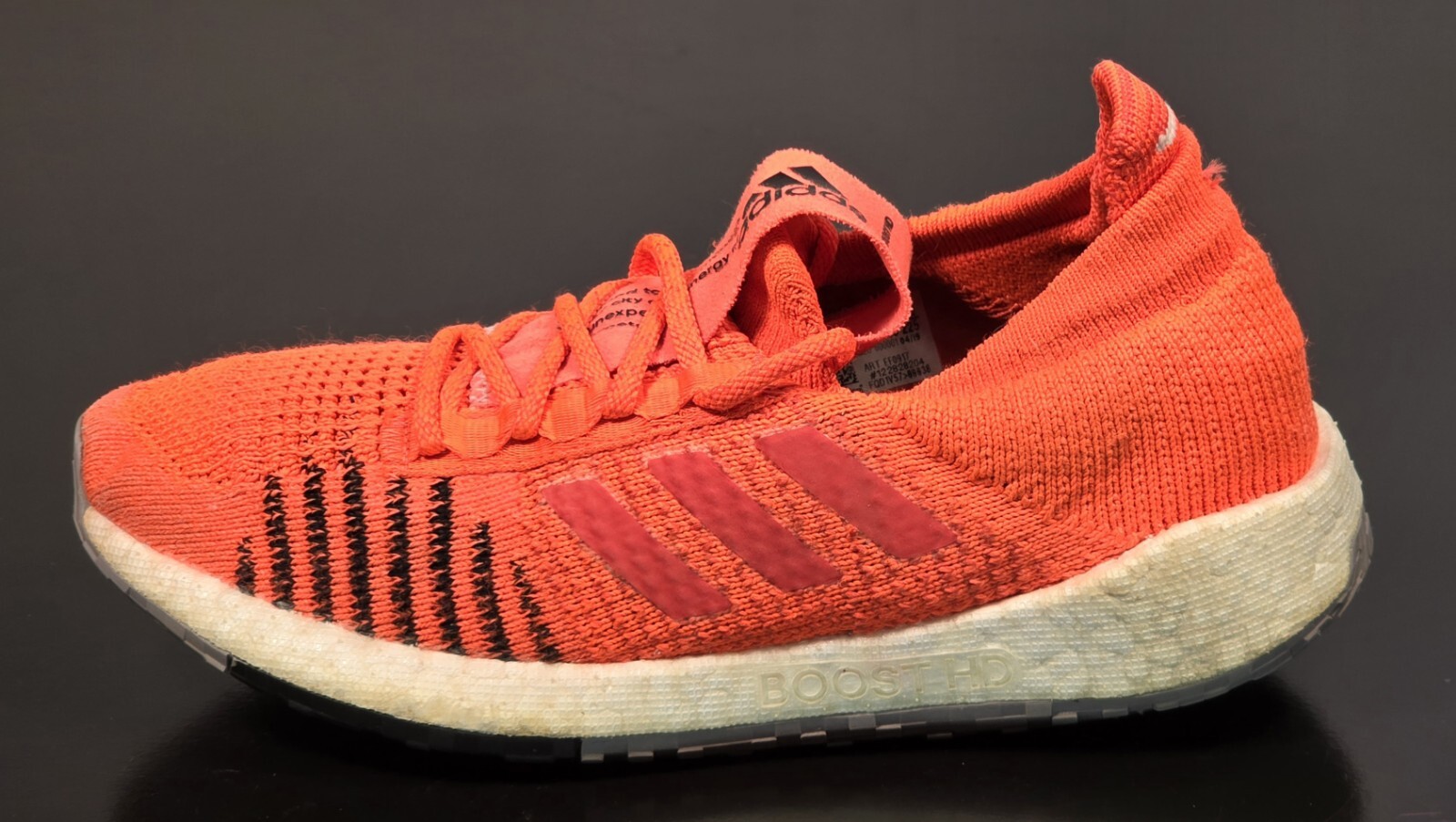 SAOLA Adidas PulseBOOST HD scarpe da corsa uomo taglia 4 5 rosso solare arancione EF0917