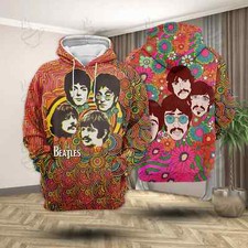The Beatles Multicolor Pullover Hoodie, Music Lovers, S-5XL US Size, For Men