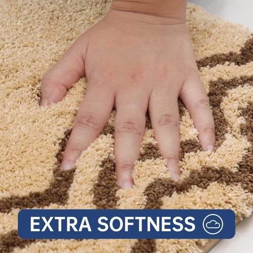 COSY HOMEER Extra Thick Bath Rug, Anti-Slip, Soft Plush, 17x24 Inches, Beige - Picture 6 of 7